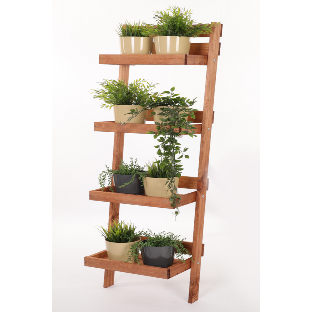 Drewniany kwietnik opierany o ścianę stojak regał na rośliny 145x57cm EKO