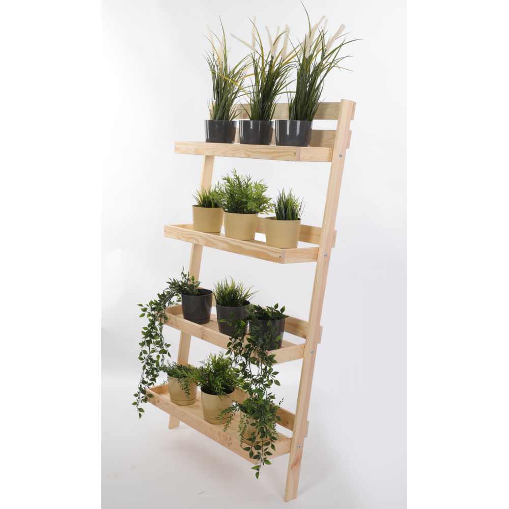 Drewniany kwietnik opierany o ścianę stojak regał na rośliny 145x77cm EKO