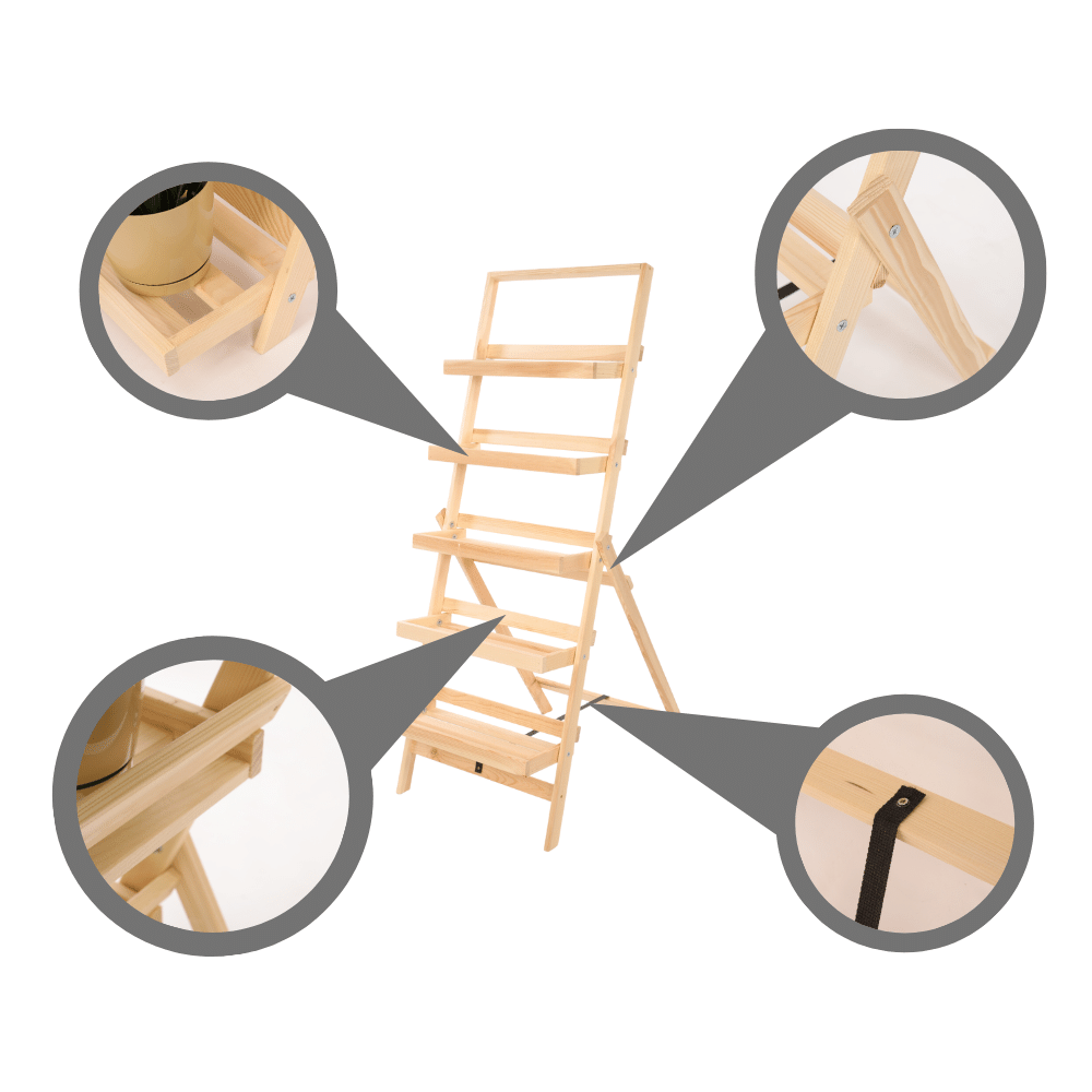 Kwietnik drewniany drabinka stojak regał na rośliny ekspozycyjny 3PÓŁKI EKO