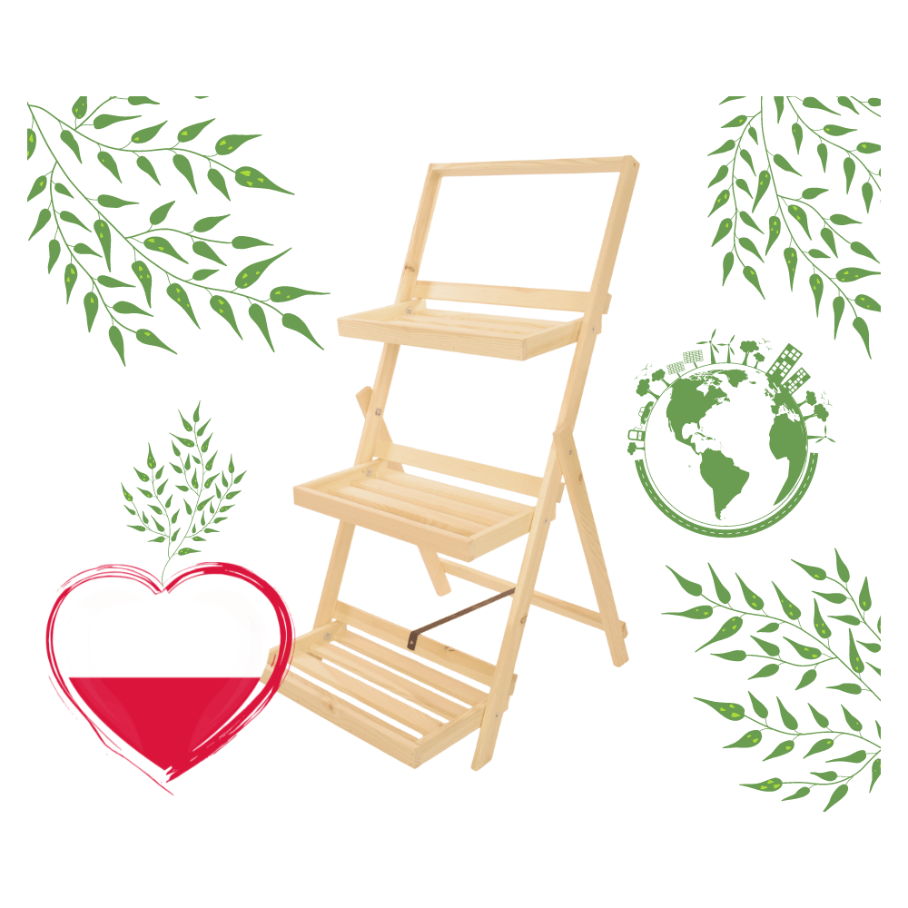 Kwietnik kaskadowy drabinka stojak regał na rośliny ekspozycyjny 3PÓŁKI EKO