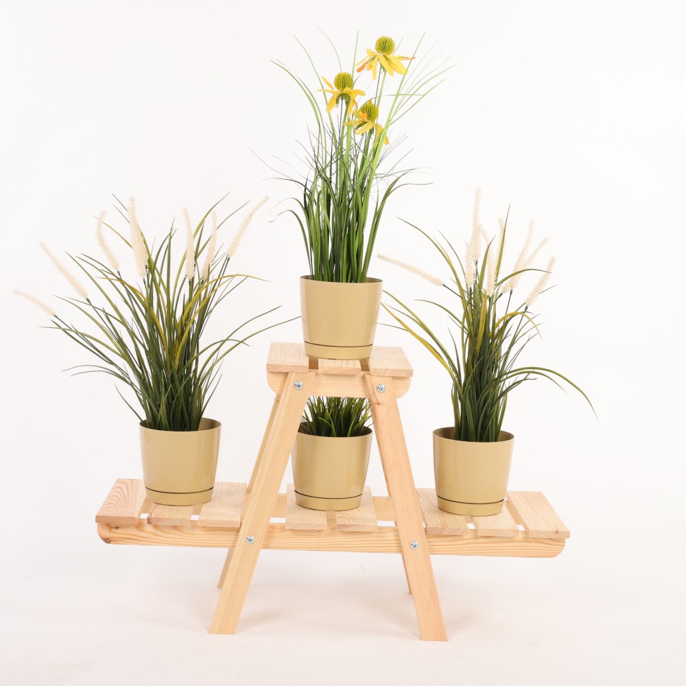 Stojący kwietnik drewniany na kwiaty regał stojak na doniczki 3 półki 45 cm