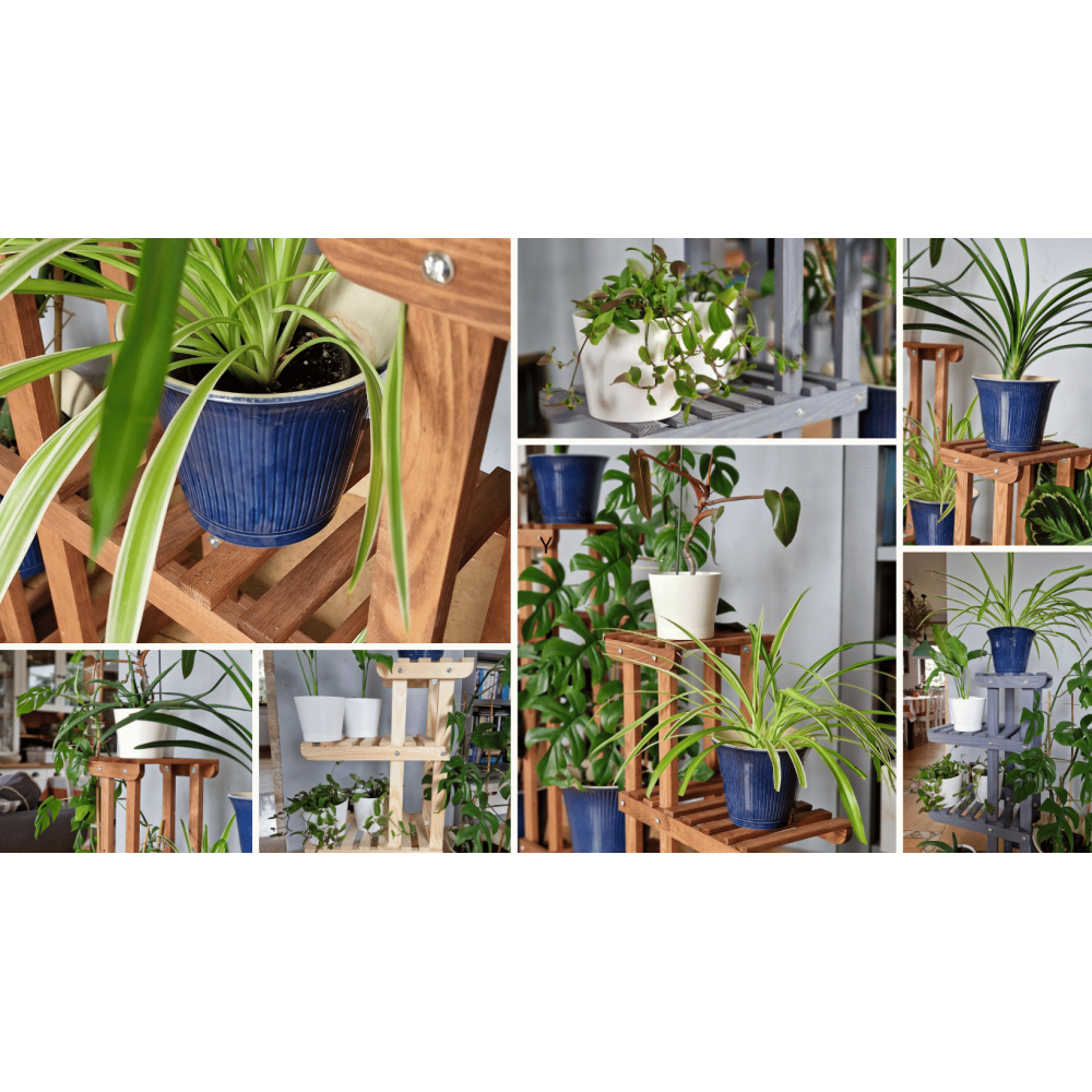 Stojący kwietnik drewniany na kwiaty regał stojak wielopoziomowy SOLIDNY