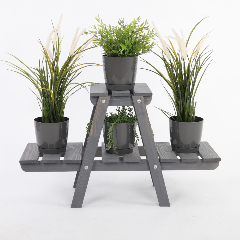 Stojak drewniany na kwiaty kwietnik drewniany na doniczki regał ażurowy