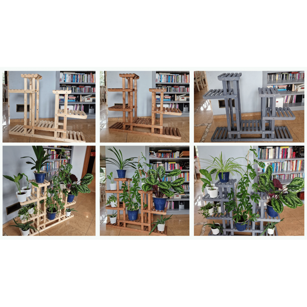 Stojak drewniany na kwiaty kwietnik drewniany na doniczki regał ażurowy