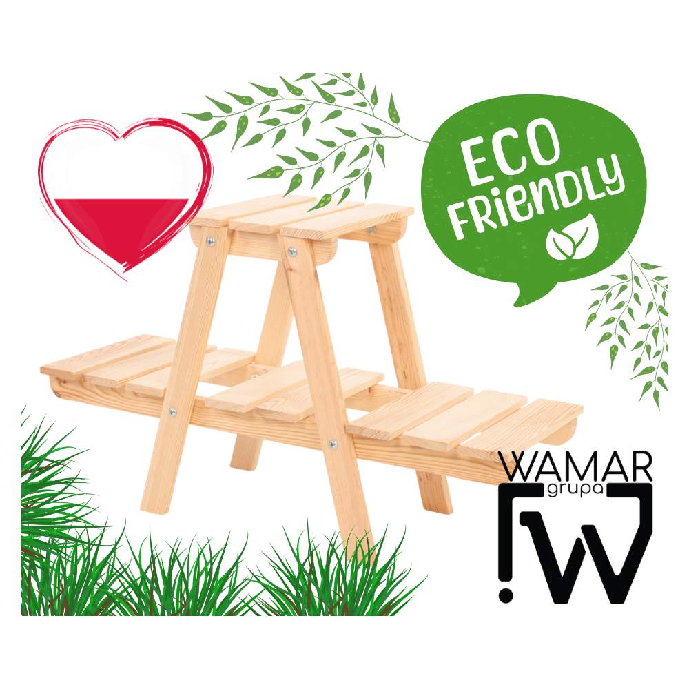 Regał na kwiaty drewniany kwietnik na doniczki stojak na rośliny DUŻY EKO