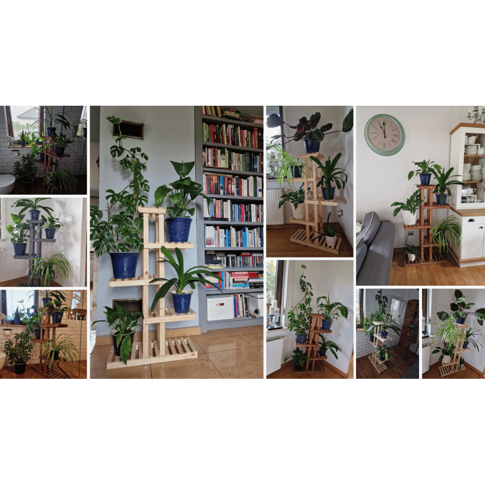 Regał na kwiaty drewniany stojak na doniczki kwietnik na rośliny SOLIDNY