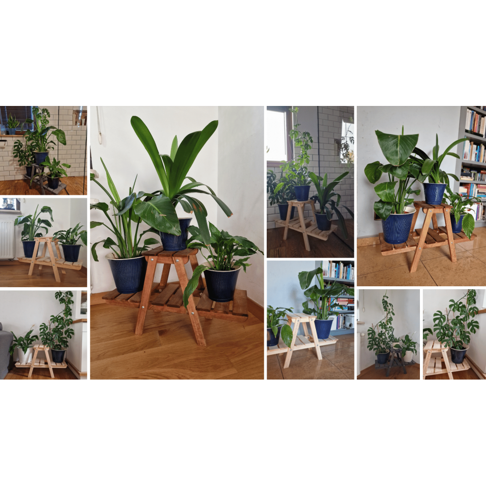 Drewniany stojak na kwiaty kwietnik regał na doniczki DUŻY WYTRZYMAŁY EKO