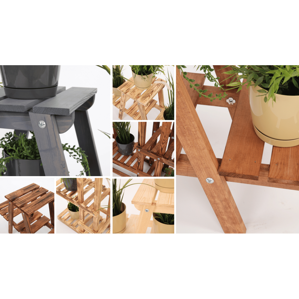 Stojący kwietnik drewniany na KWIATY regał stojak kaskadowy WYTRZYMAŁY