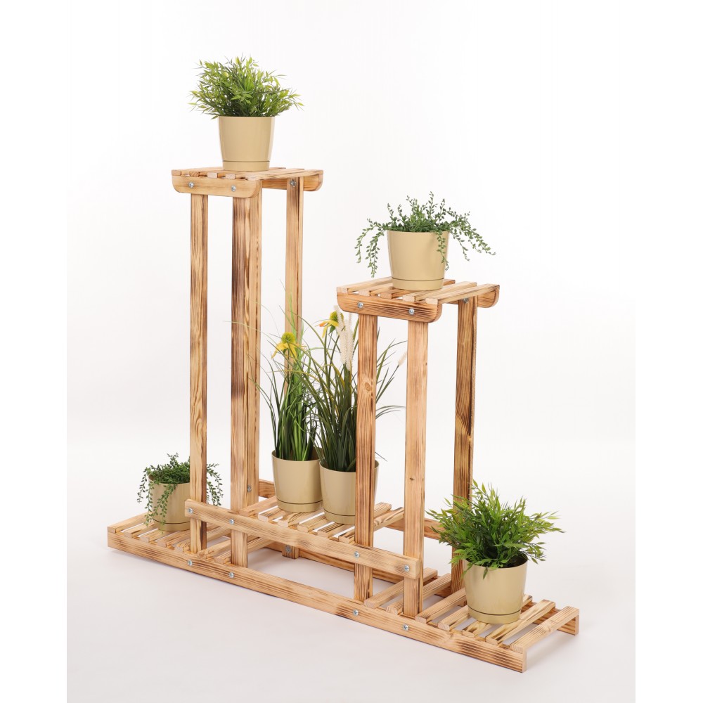 Kwietnik stojący wysoki stojak na kwiaty drewniany regał wielopoziomowy eko