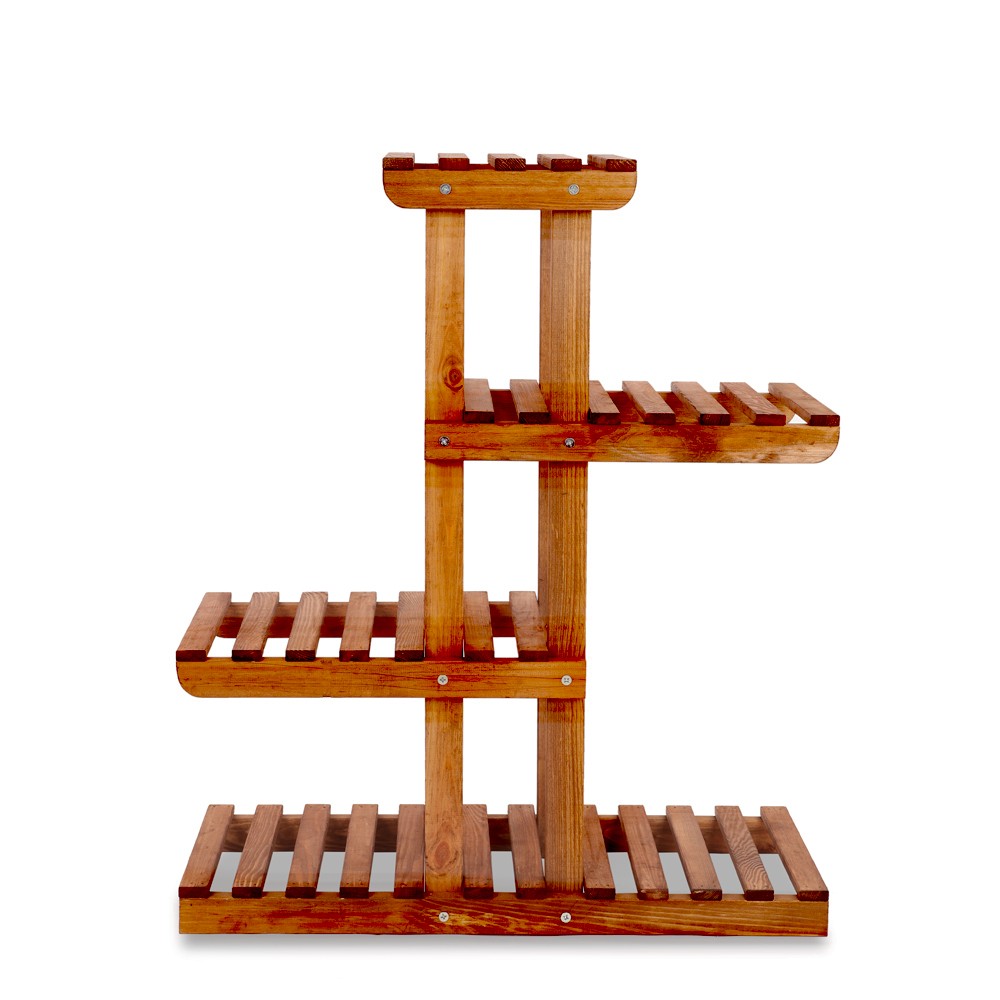 Drewniany kwietnik stojący na 6 doniczek regał  OPALANE DREWNO EKOLOGICZNY