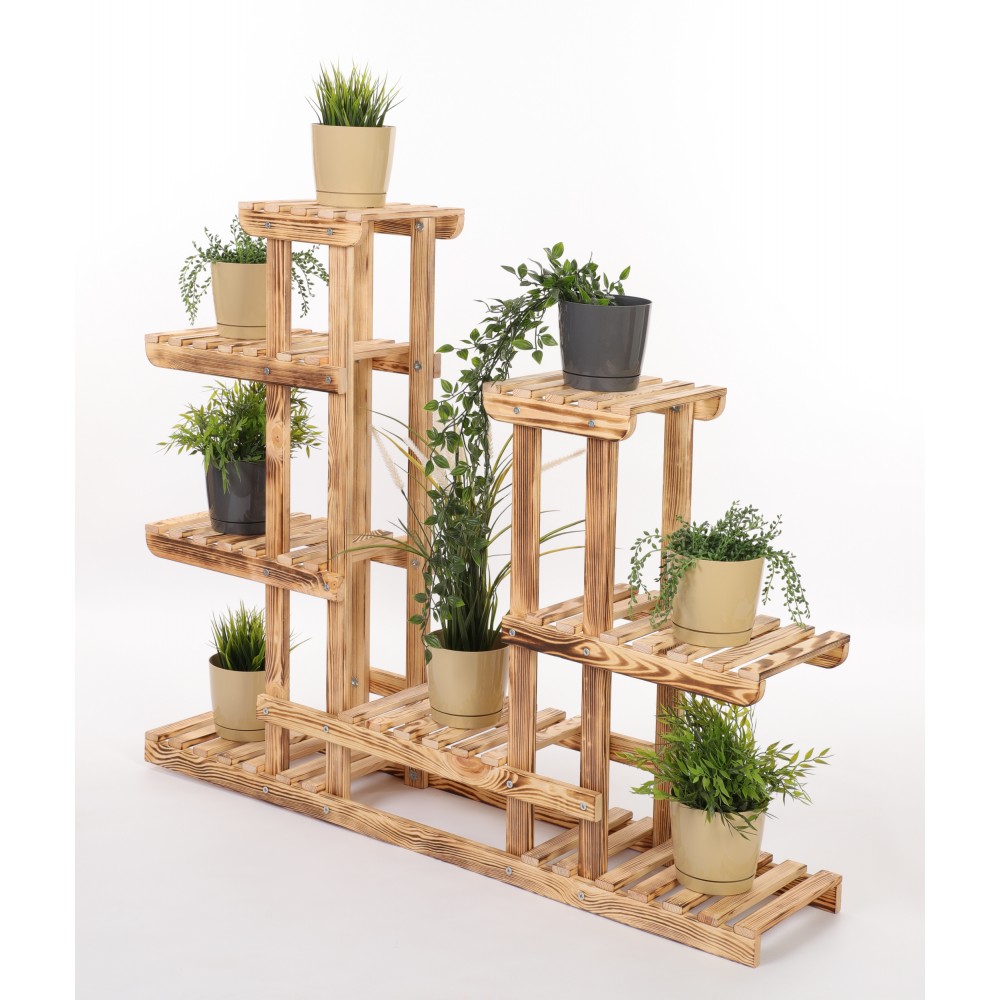 Stojący kwietnik drewniany na KWIATY regał stojak kaskadowy WYSOKI POJEMNY