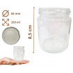 Słoik 250ml dżemy konfitury przyprawy deserki KOMPLET z POKRYWKĄ 66mm