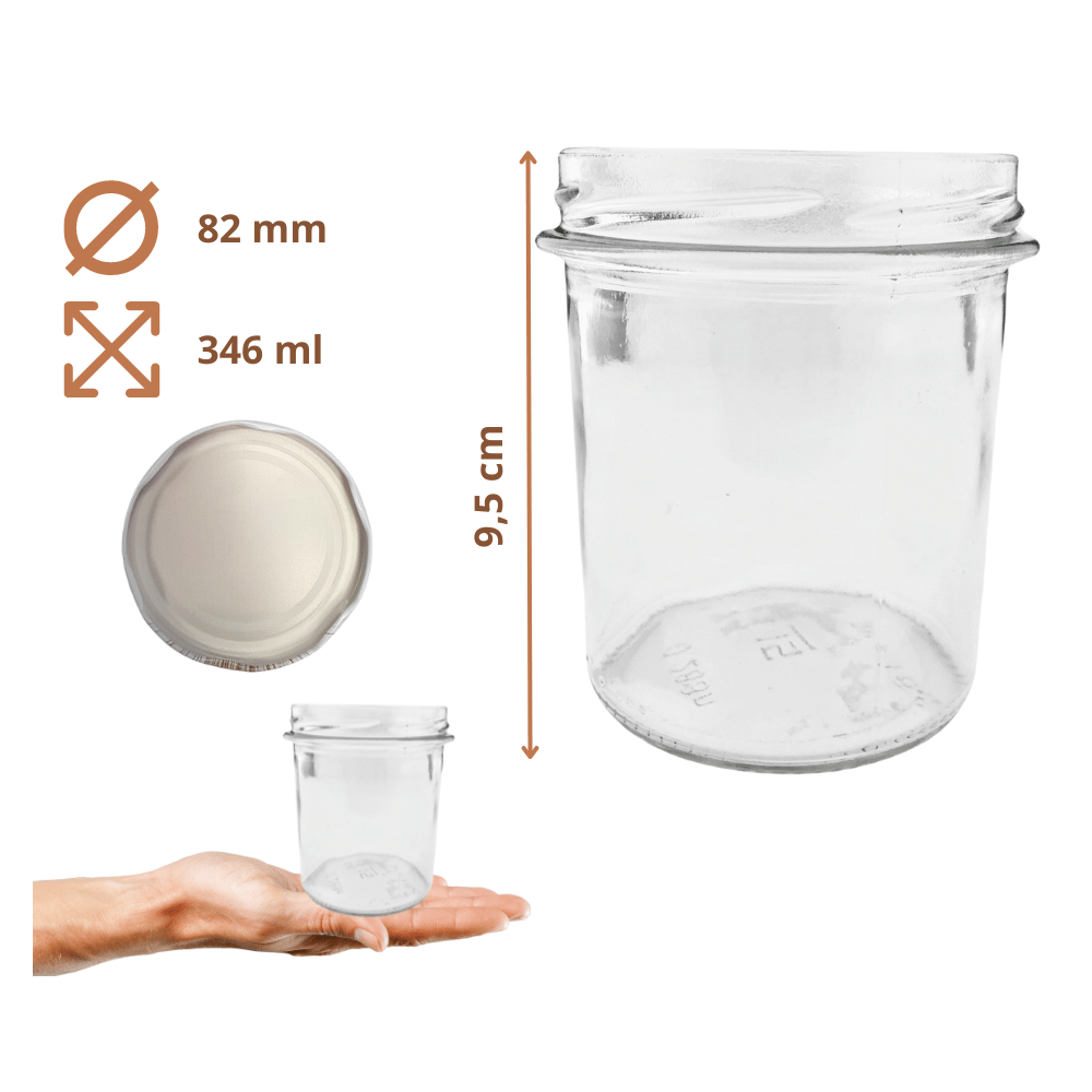 Słoik 346ml dżemy konfitury kiełbasa pasztet KOMPLET z POKRYWKĄ 82mm
