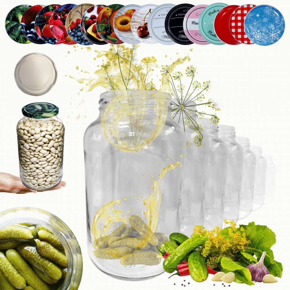 Słoiki 1500ml 1,5l soki ogórki małosolne grzyby nalewki 30kpl zakrętki 82mm PZH