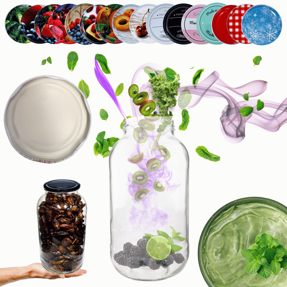 Słoik 2000ml 2l soki ogórki kiszone grzyby nalewki KOMPLET z POKRYWKĄ 82mm