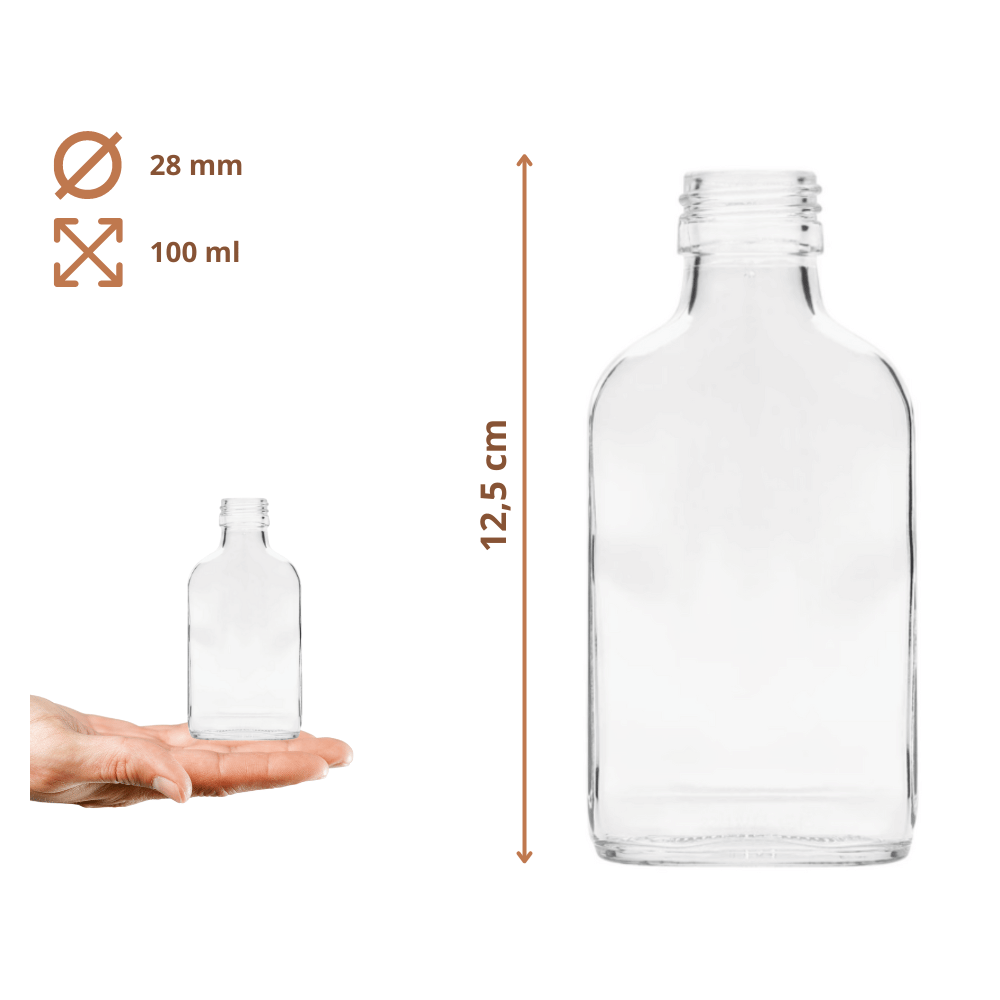 Butelka 100 ml piersiówka kieszonkowa na sok nalewki fi28 1szt BEZ NAKRETKI