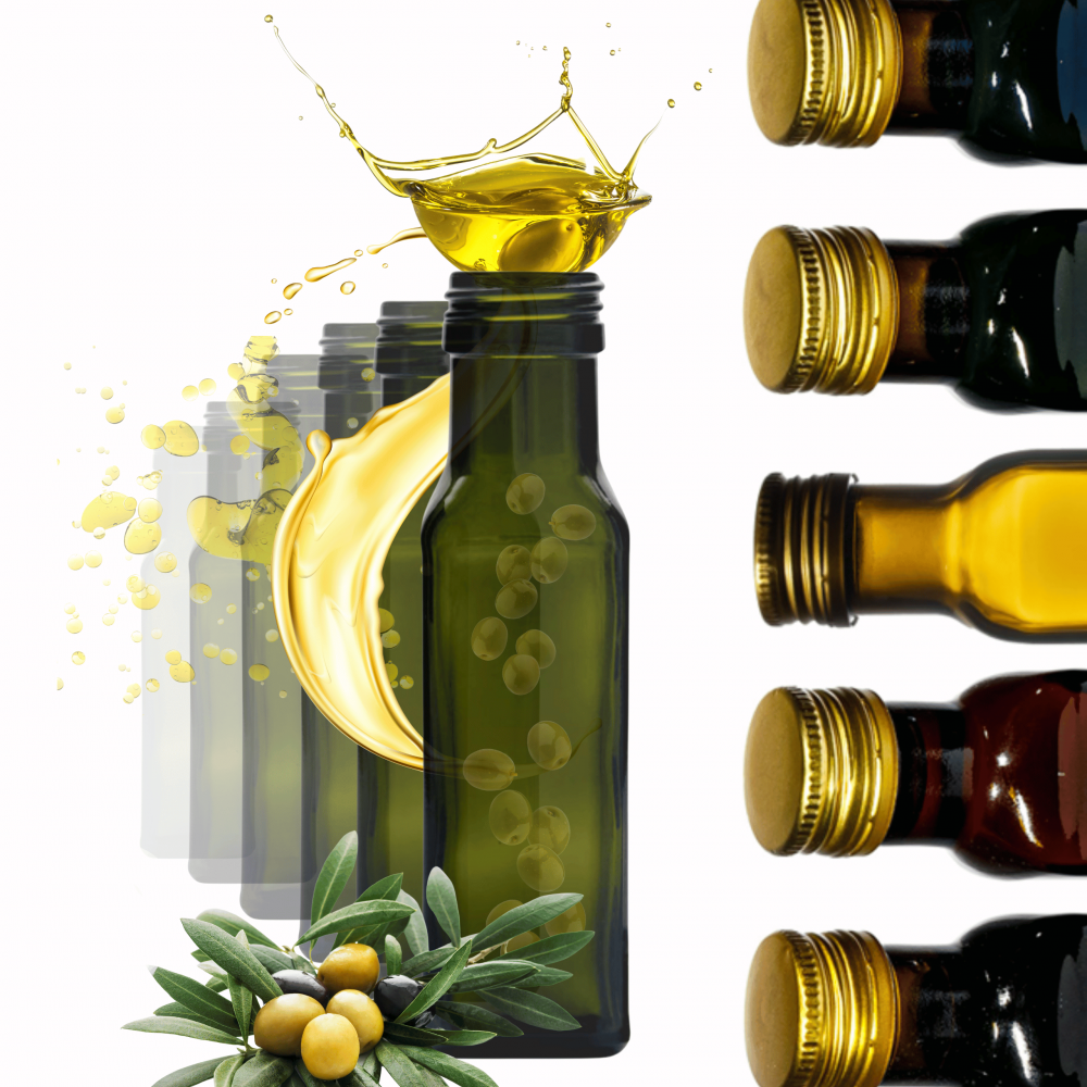 Butelki 100 ml maraski kwadratowe zielone na oliwę fi31 60szt BEZ NAKRETEK