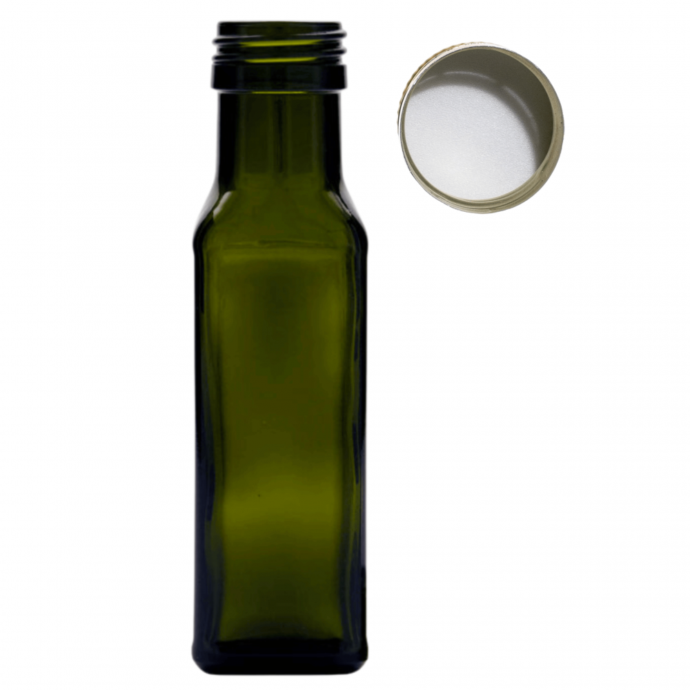 Butelka 100 ml maraska kwadratowa zielona na olej oliwę fi31 1szt NAKRĘTKA