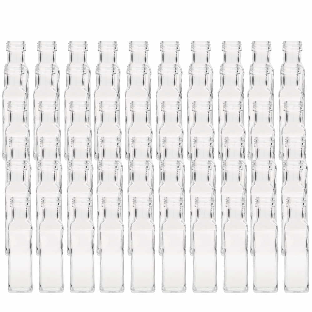 Butelki 100ml maraski kwadratowe soki na olej oliwę fi31 60szt BEZ NAKRETEK