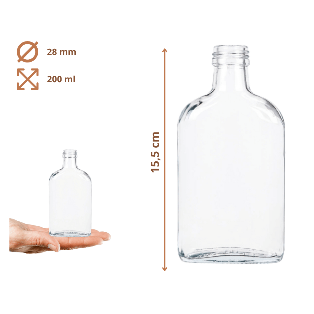 Butelki 200ml piersiówki do kieszeni na sok nalewki fi28 30szt BEZ NAKRETEK