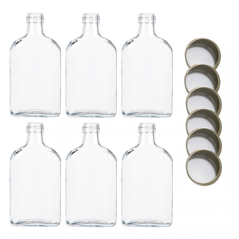 Butelki 200 ml piersiówki kieszonkowe na sok nalewki fi28 6szt NAKRĘTKI