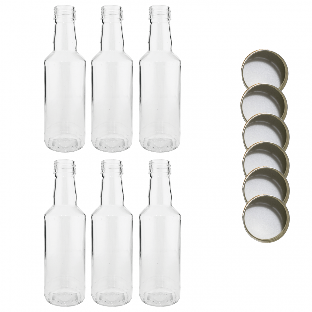 Butelki 200 ml na sok nalewkę syrop tradycyjne fi28 6szt NAKRĘTKI