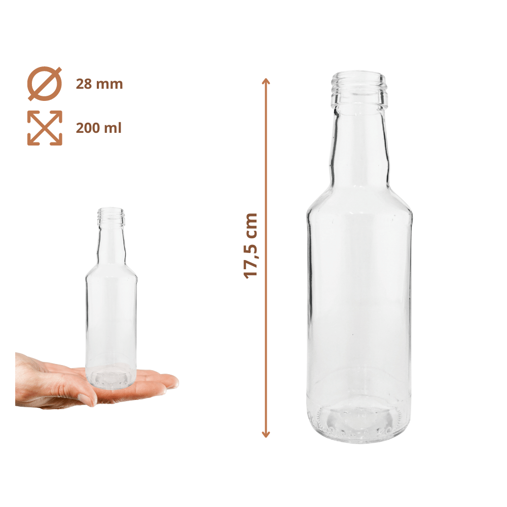 Butelki 200 ml na sok nalewkę syrop tradycyjne fi28 30szt NAKRĘTKI