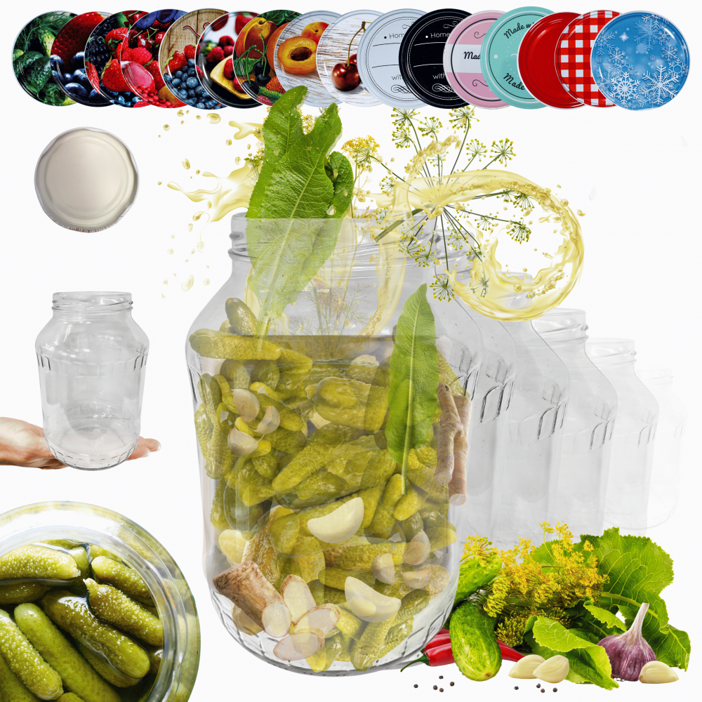 Słoiki 1500ml 1,5l soki ogórki małosolne grzyby nalewki 10kpl zakrętki 82mm PZH