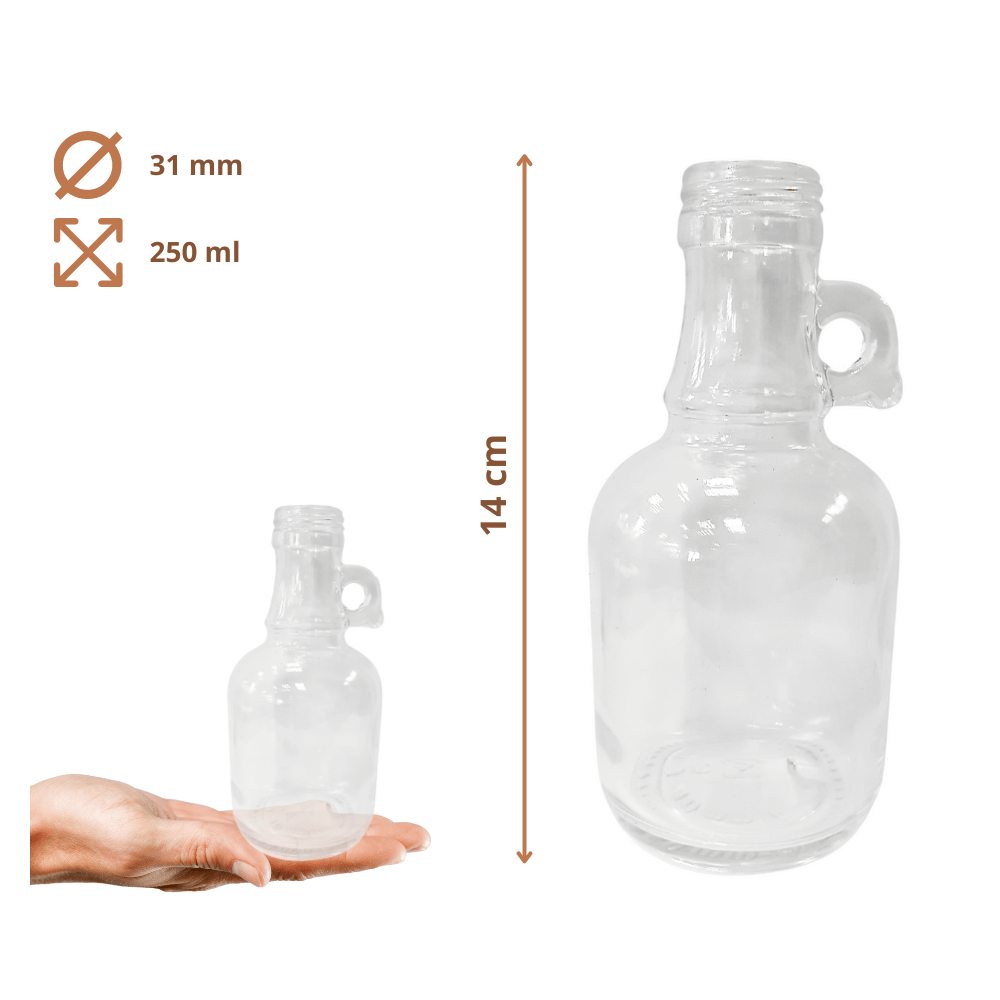 Butelki 250 ml galon z uchwytem soki na olej oliwę fi31 10szt NAKRĘTKI