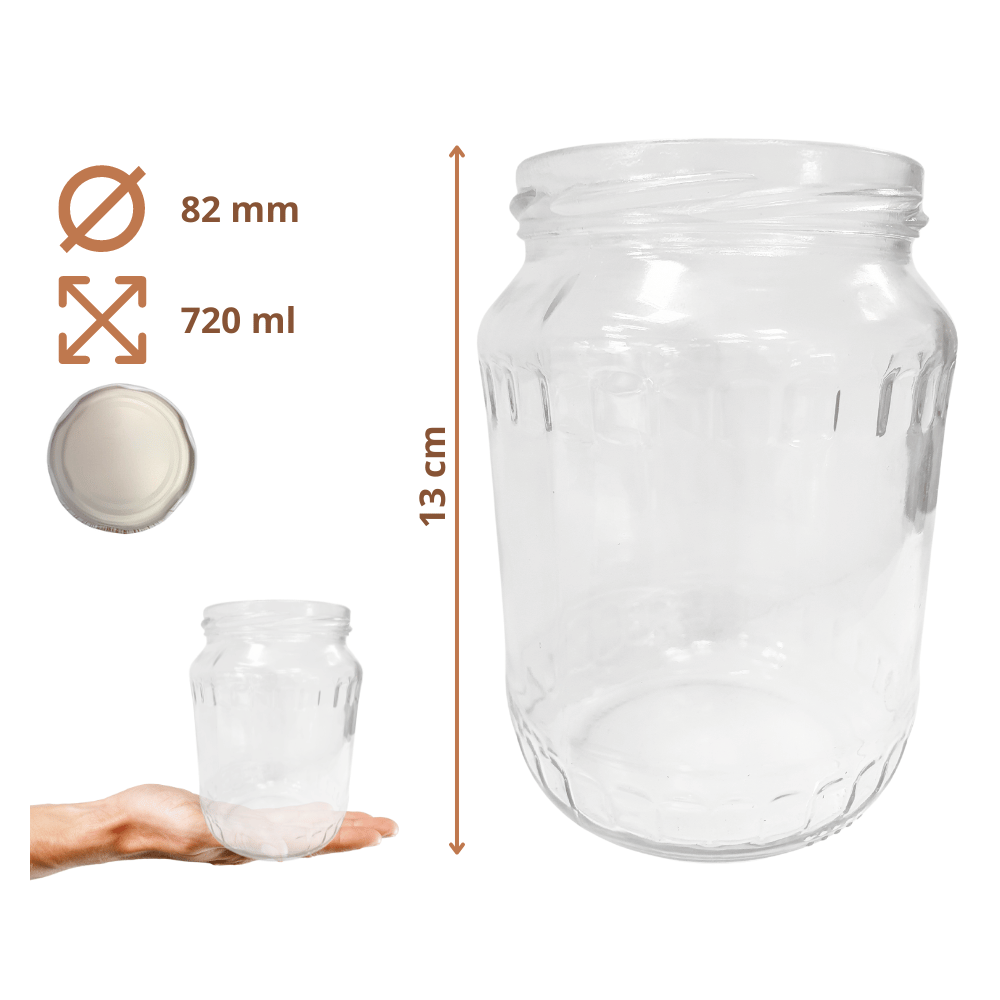 Słoiki 720ml 0,7l soki ogórki kiszone kompot 6kompletów zakrętki 82mm