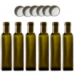 Butelki 250 ml maraski kwadratowe zielone na olej oliwę fi31 6szt NAKRĘTKI