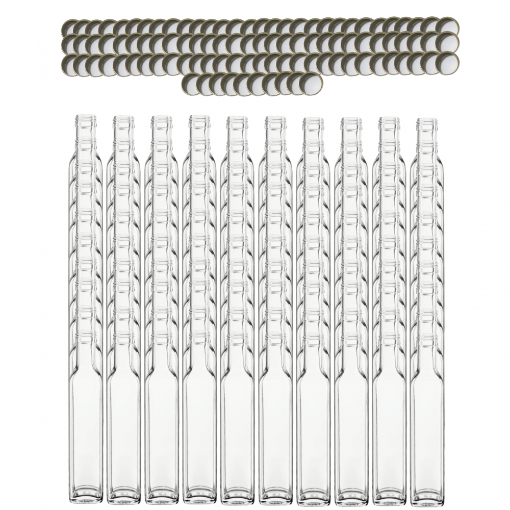 Butelki 250 ml maraski kwadratowe soki na olej oliwę fi31 100szt NAKRĘTKI