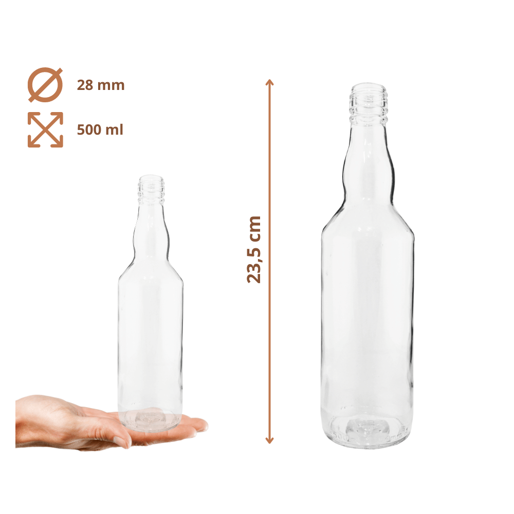 Butelki 500 ml na sok nalewkę syrop tradycyjne fi28 60szt NAKRĘTKI