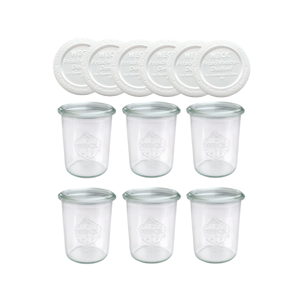 Słoiki Weck 160ml przetwory MOLD żaroodporne weki plastikowe wieka 6szt