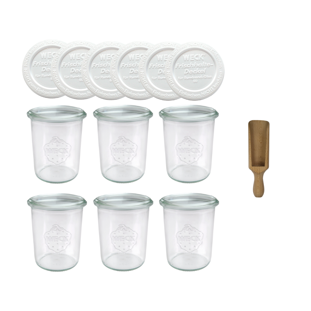 Słoiki Weck 160ml przetwory MOLD żaroodporne plastikowe wieka MIARKA 6szt