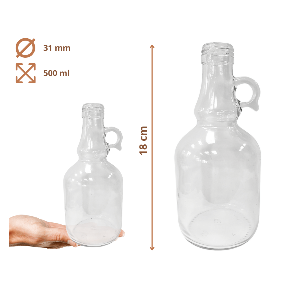 Butelki 500 ml galon z uchwytem soki na olej oliwę fi31 100szt NAKRĘTKI