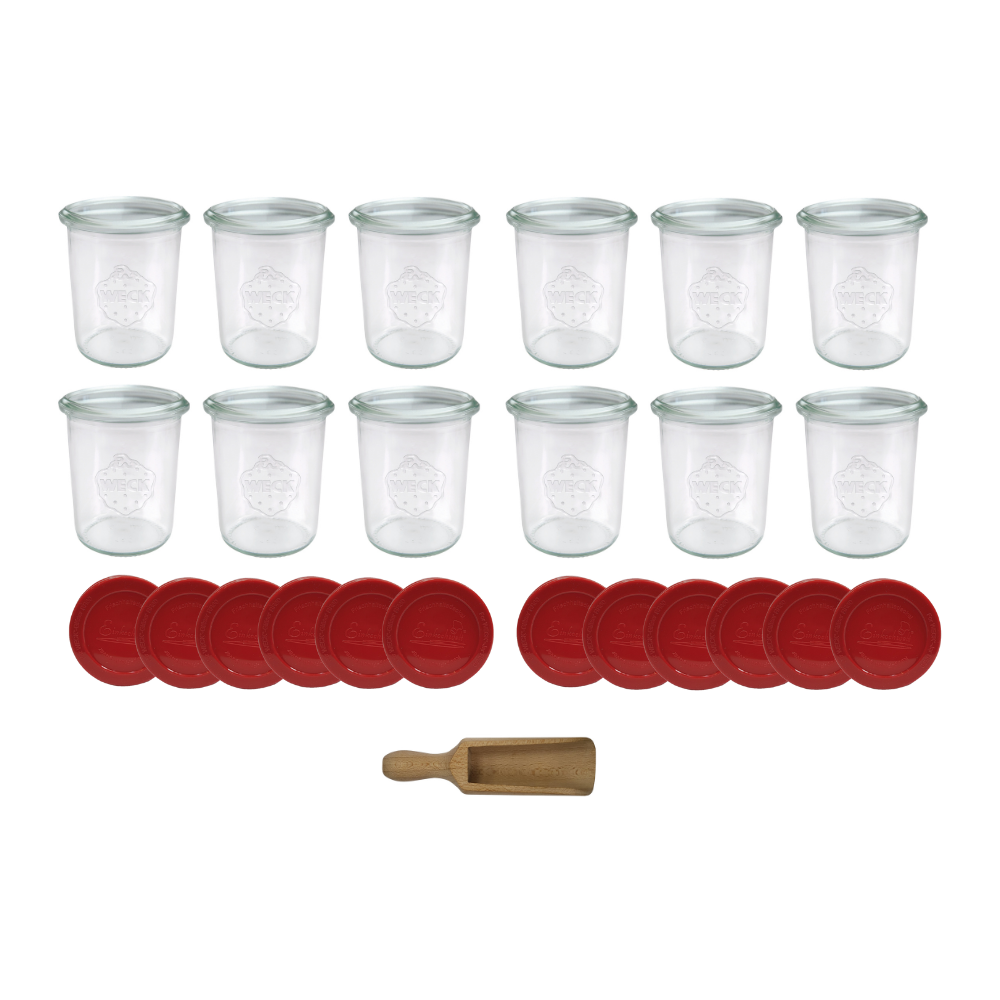 Słoiki Weck 160ml przetwory MOLD żaroodporne silikonowe wieko 12szt miarka