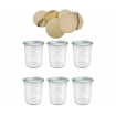 Słoiki Weck 160ml przetwory MOLD żaroodporne drewniane wieka 6szt SOLIDNE