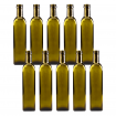 Butelki 500 ml maraski kwadratowe zielone na oliwę fi31 10szt BEZ NAKRETEK