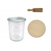 Słoiki Weck 160ml przetwory MOLD żaroodporne drewniane wieka 6szt miarka