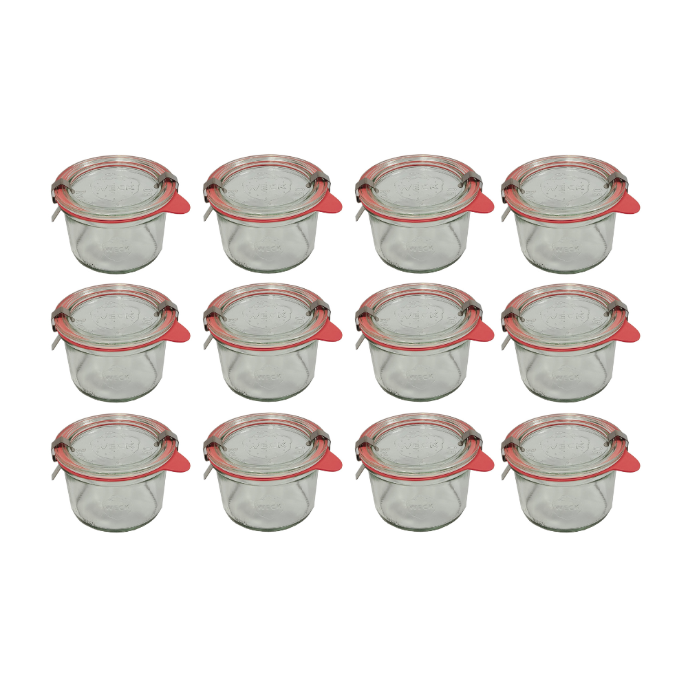 Słoiki Weck 200ml pucharek MOLD żaroodporne dżem zapinki wieko gumka 12szt