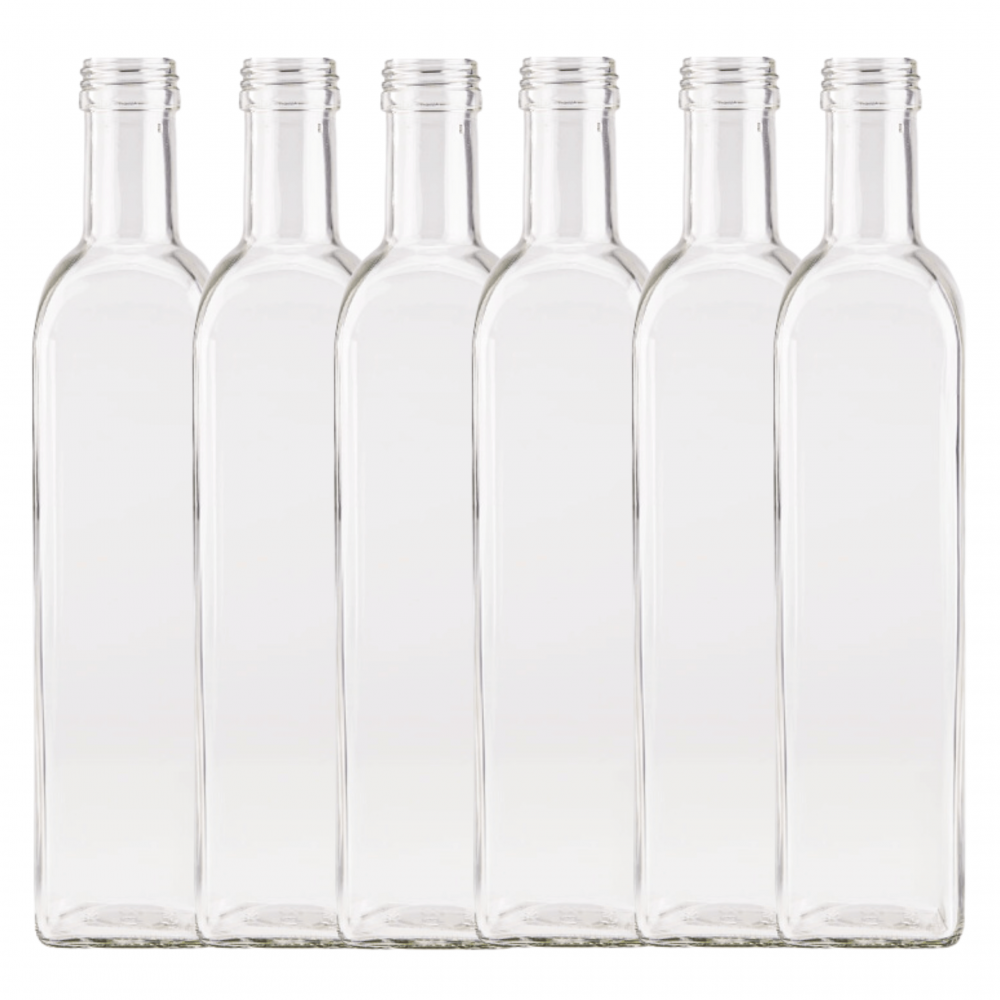 Butelki 500 ml maraski kwadratowe soki na olej oliwę fi31 6szt BEZ NAKRETEK