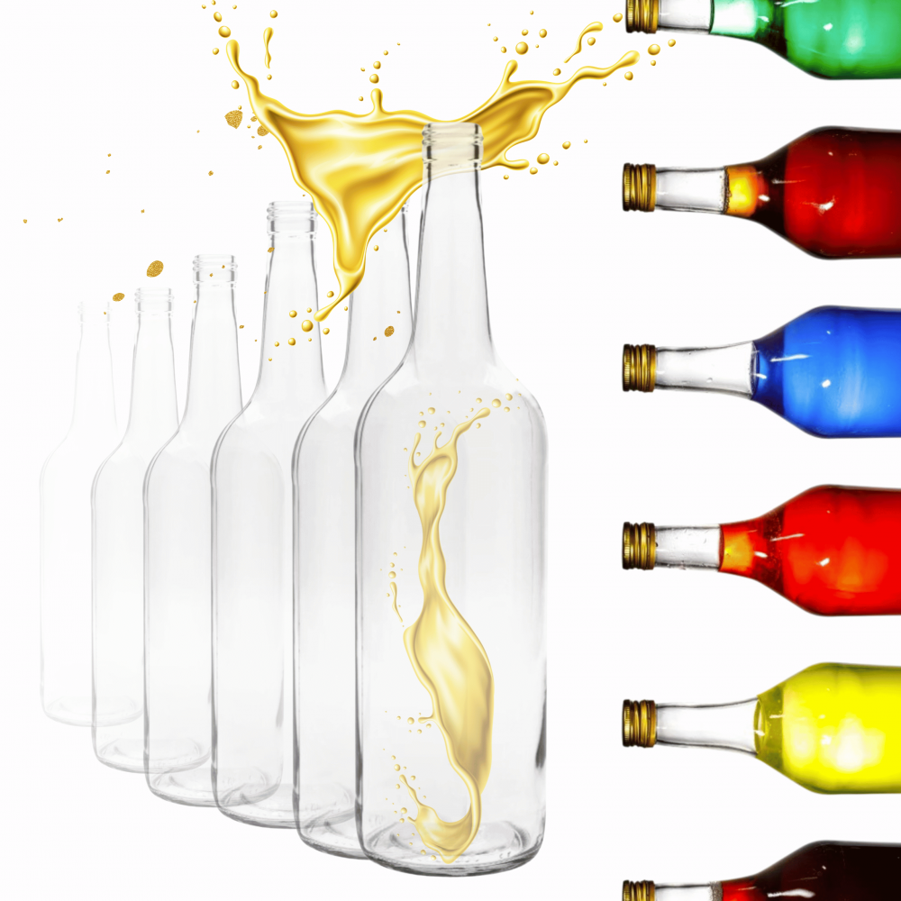 Butelki 1000 ml 1L na sok nalewkę syrop ocet tradycyjne fi28 6szt BEZ NAKRETEK