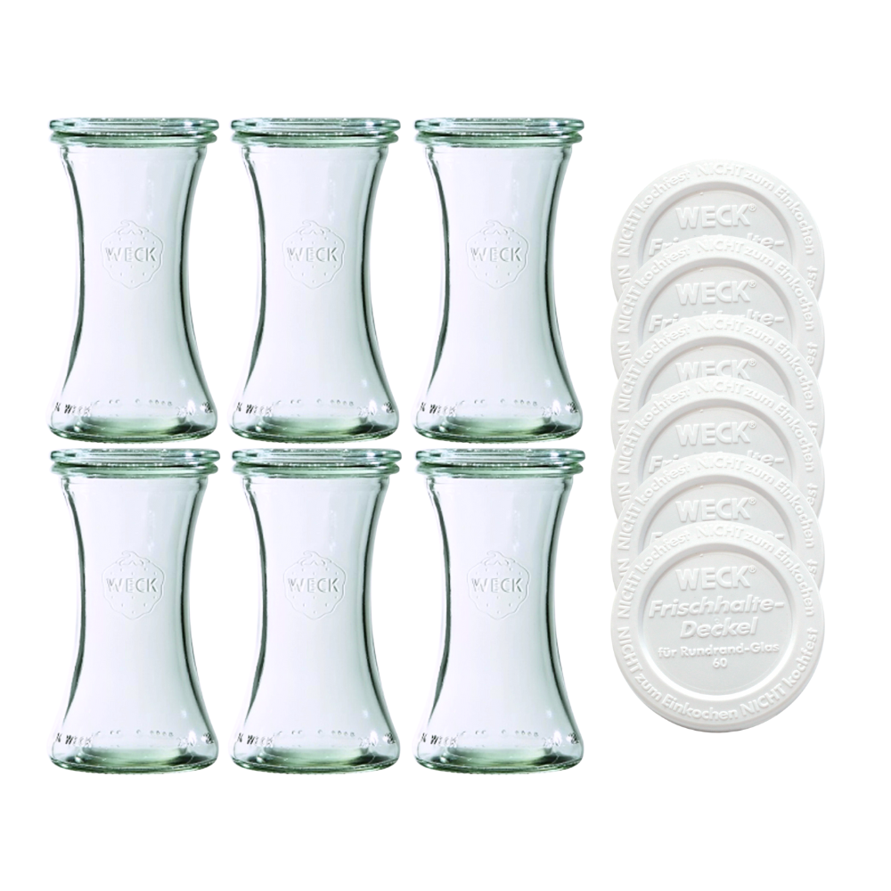 Słoiki Weck 200ml pucharek DELI żaroodporne weki plastikowe wieka 6szt