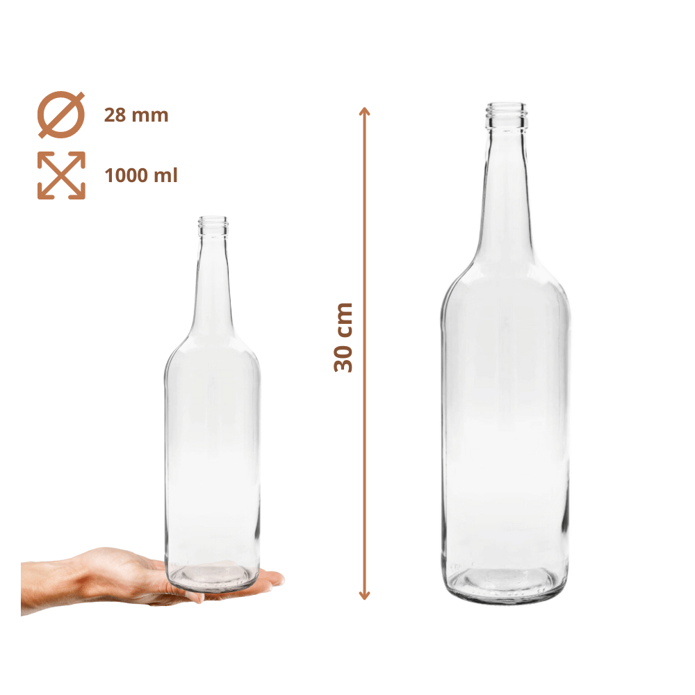 Butelki 1000 ml 1L na sok nalewkę syrop ocet tradycyjne fi28 6szt NAKRĘTKI