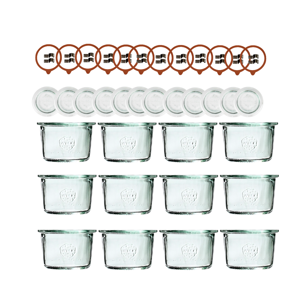 Słoiki Weck 80ml przetwory MOLD żaroodporne dżem zapinki wieko gumka 12szt