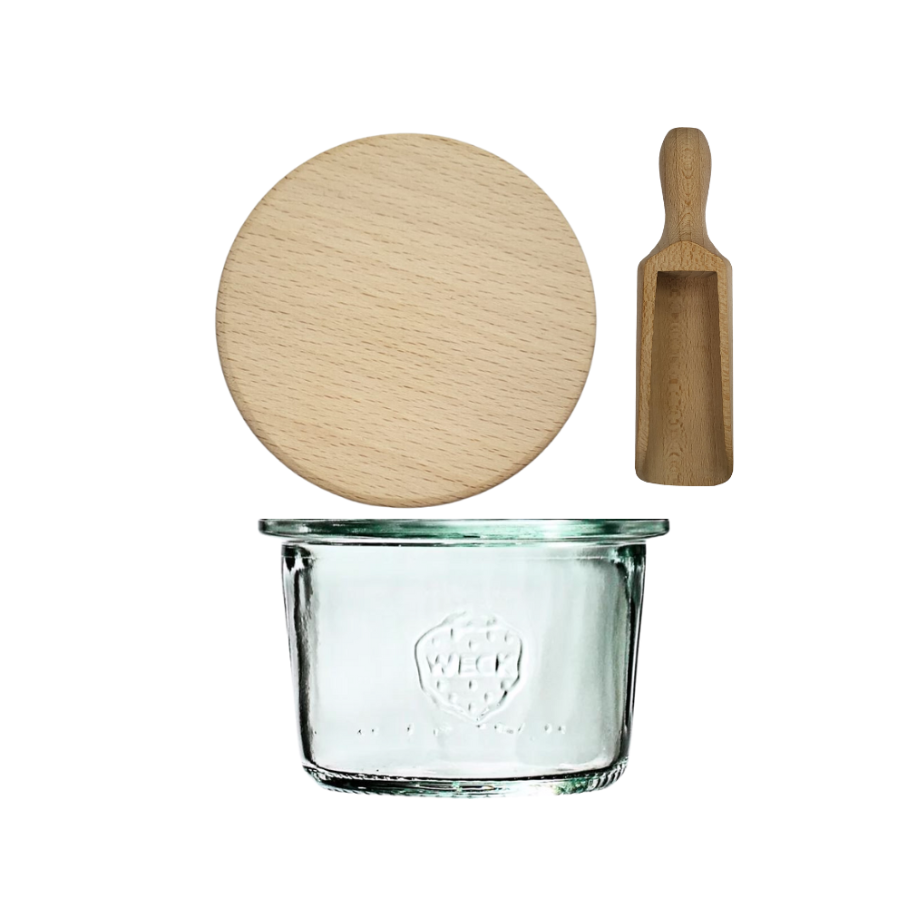 Słoik Weck 80ml na przetwory MOLD żaroodporny drewniane wieko 1szt miarka