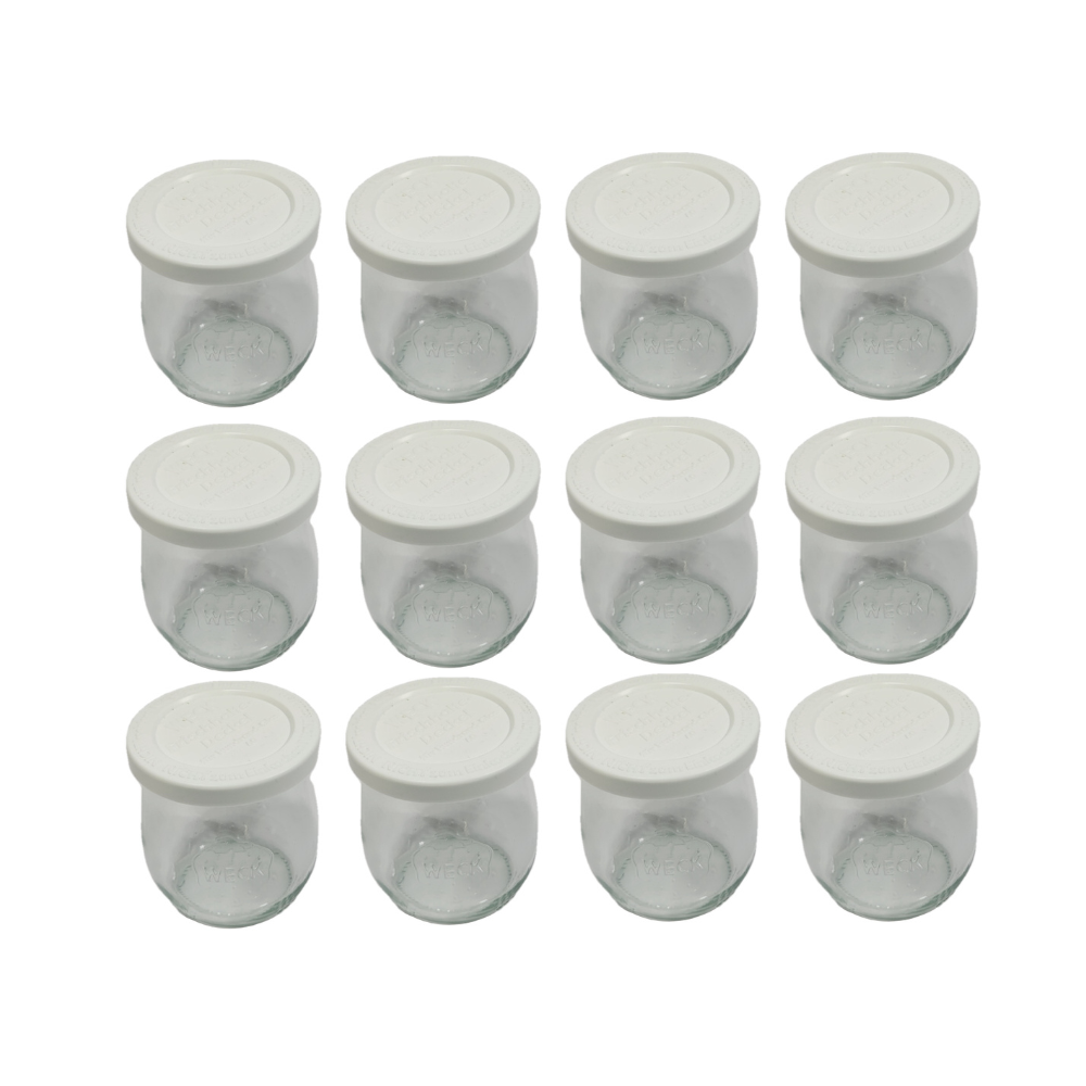 Słoiki Weck 220ml przetwory TULIP żaroodporne weki plastikowe wieka 12szt