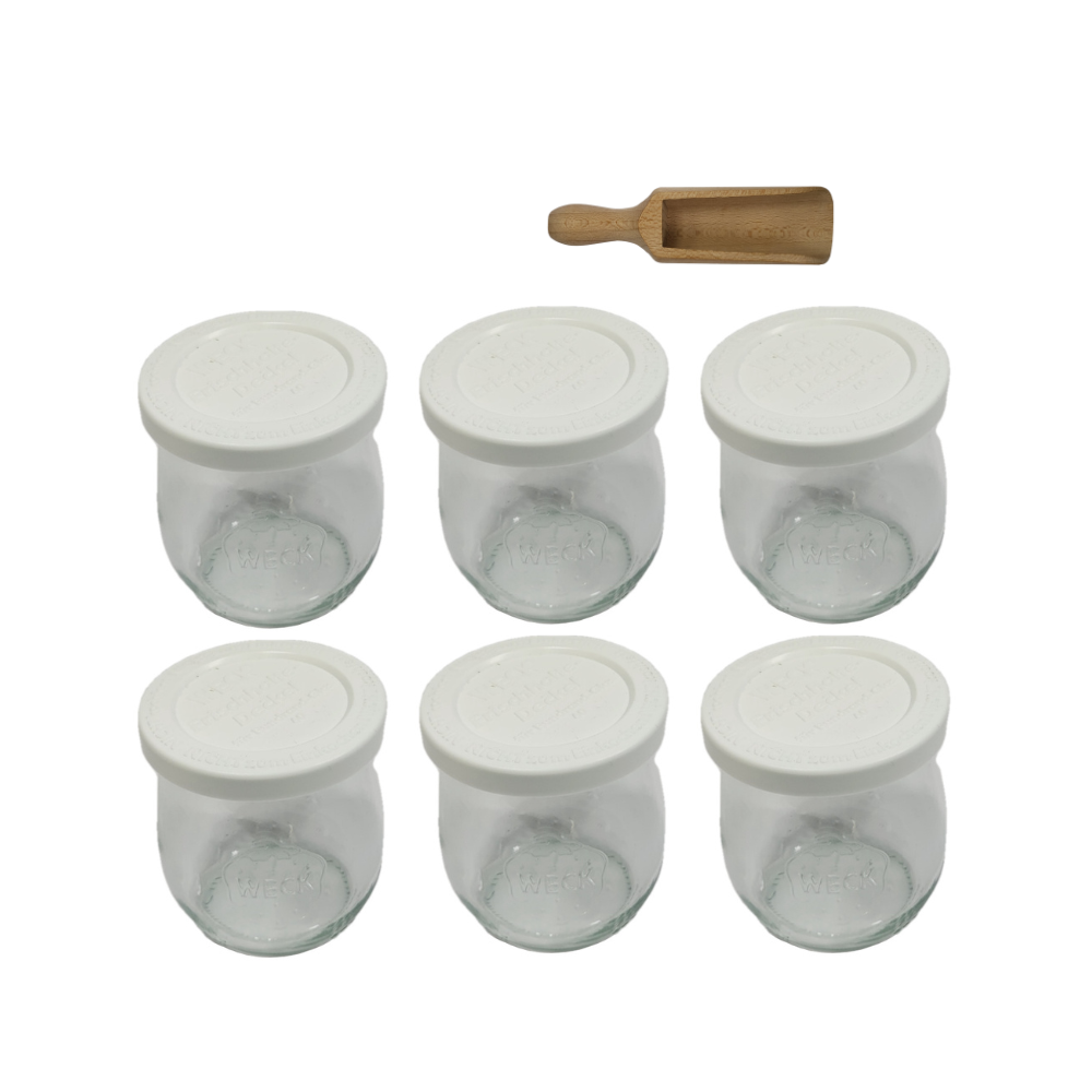 Słoiki Weck 220ml przetwory TULIP żaroodporne plastikowe wieka MIARKA 6szt