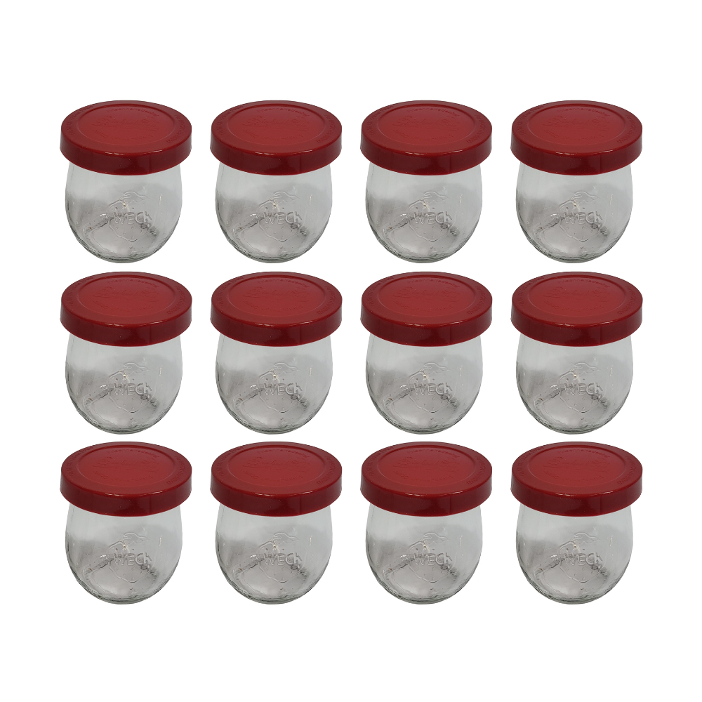 Słoiki Weck 220ml przetwory TULIP żaroodporne silikonowe wieka 12szt TRWAŁE